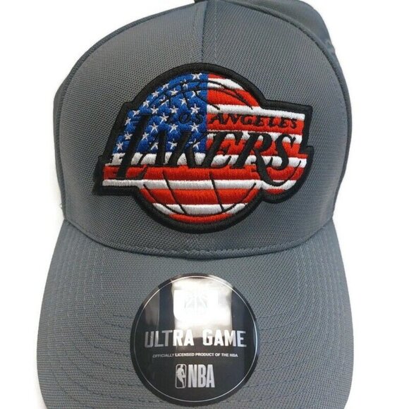Ultra Game Men Los Angeles Lakers Hat Cap USA Flag Gray One Size Fits Most - Picture 4 of 8